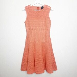 Gabby Skye Orange Knit Ric Rac Detail Fit and Flare Dress Sz 4
